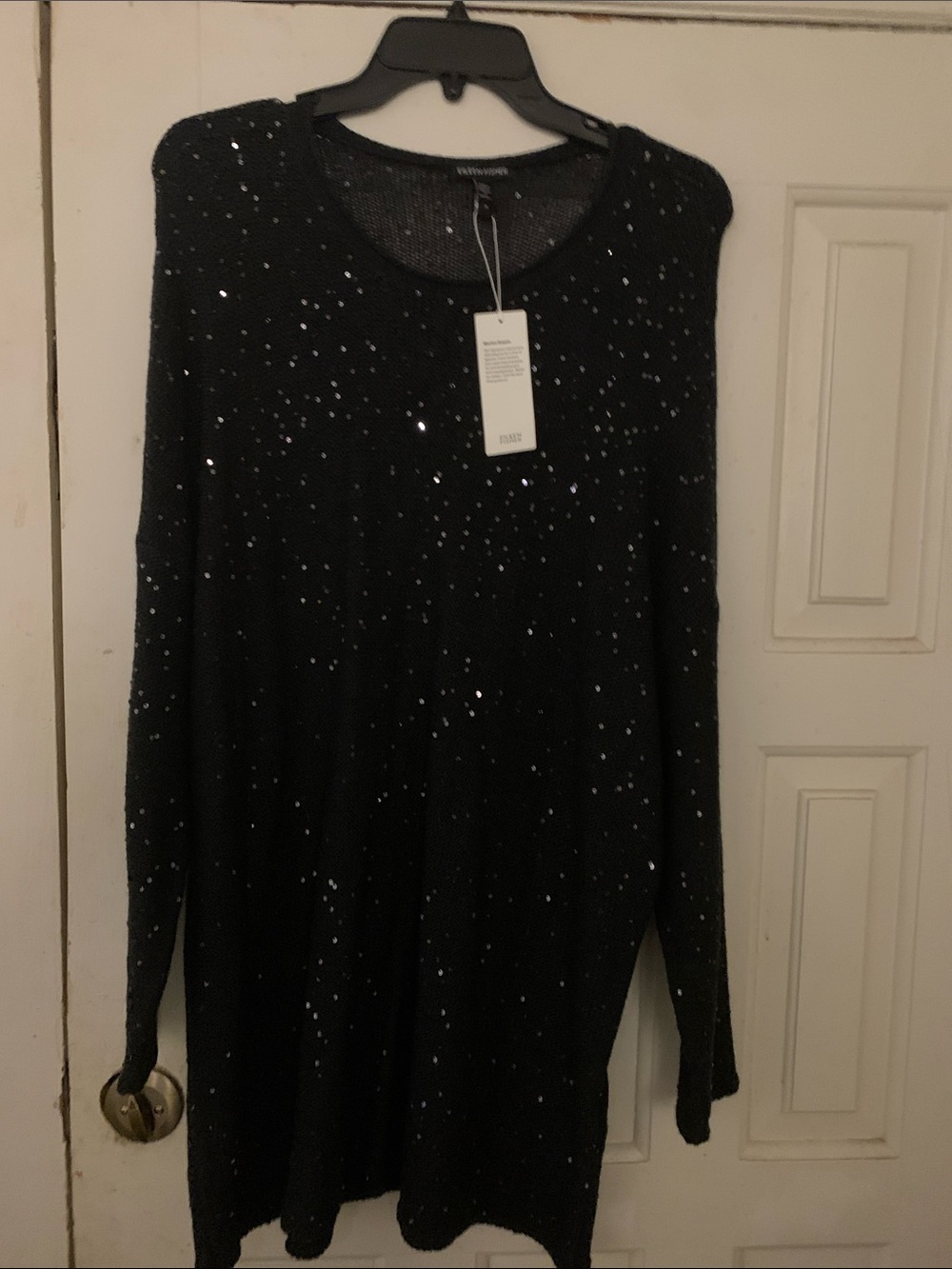 Eileen Fisher Black Sequin Crewneck Sweater